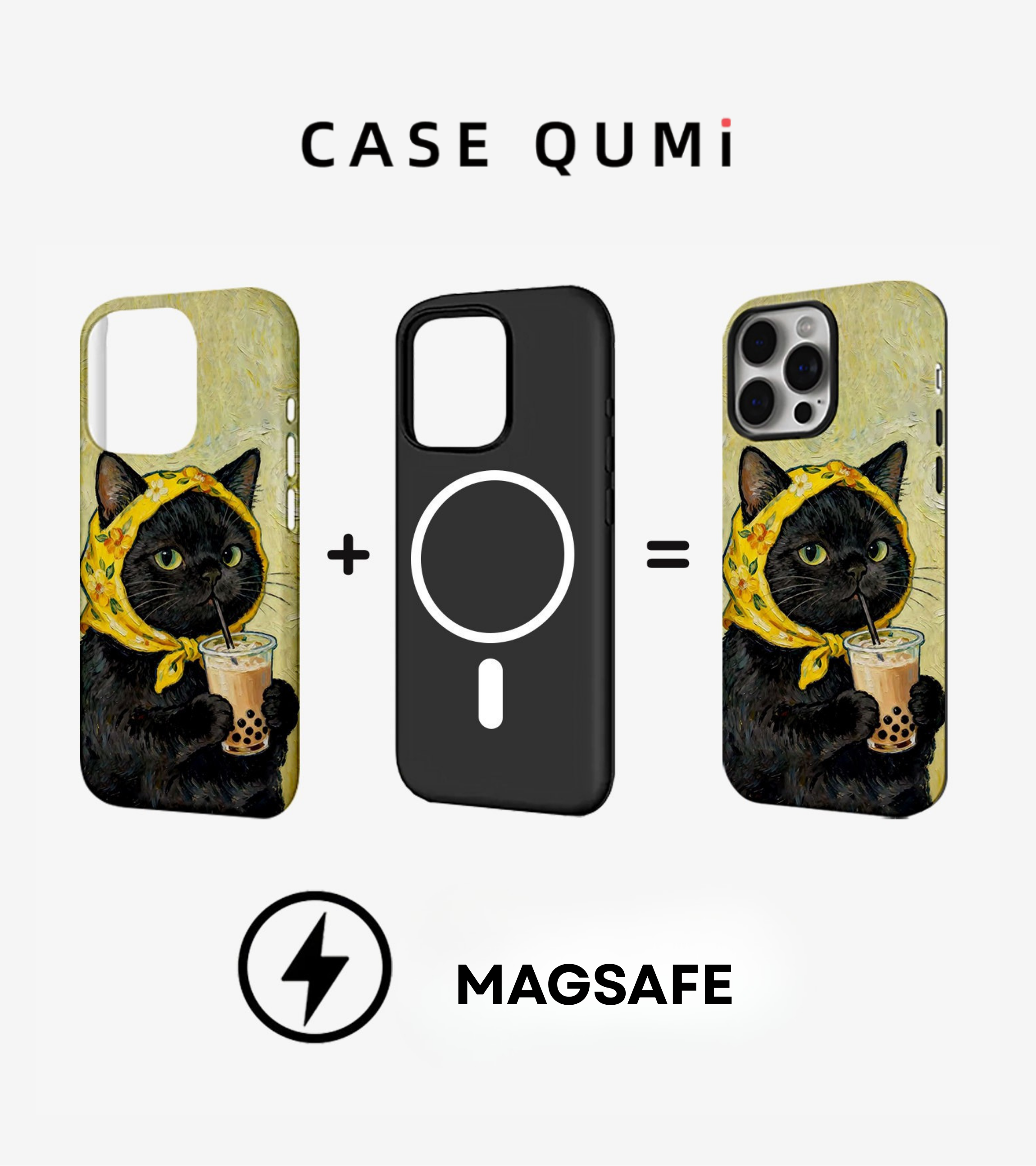Babushka Cats: Van Gogh Style Bubble Tea MagSafe Compatible iPhone Case