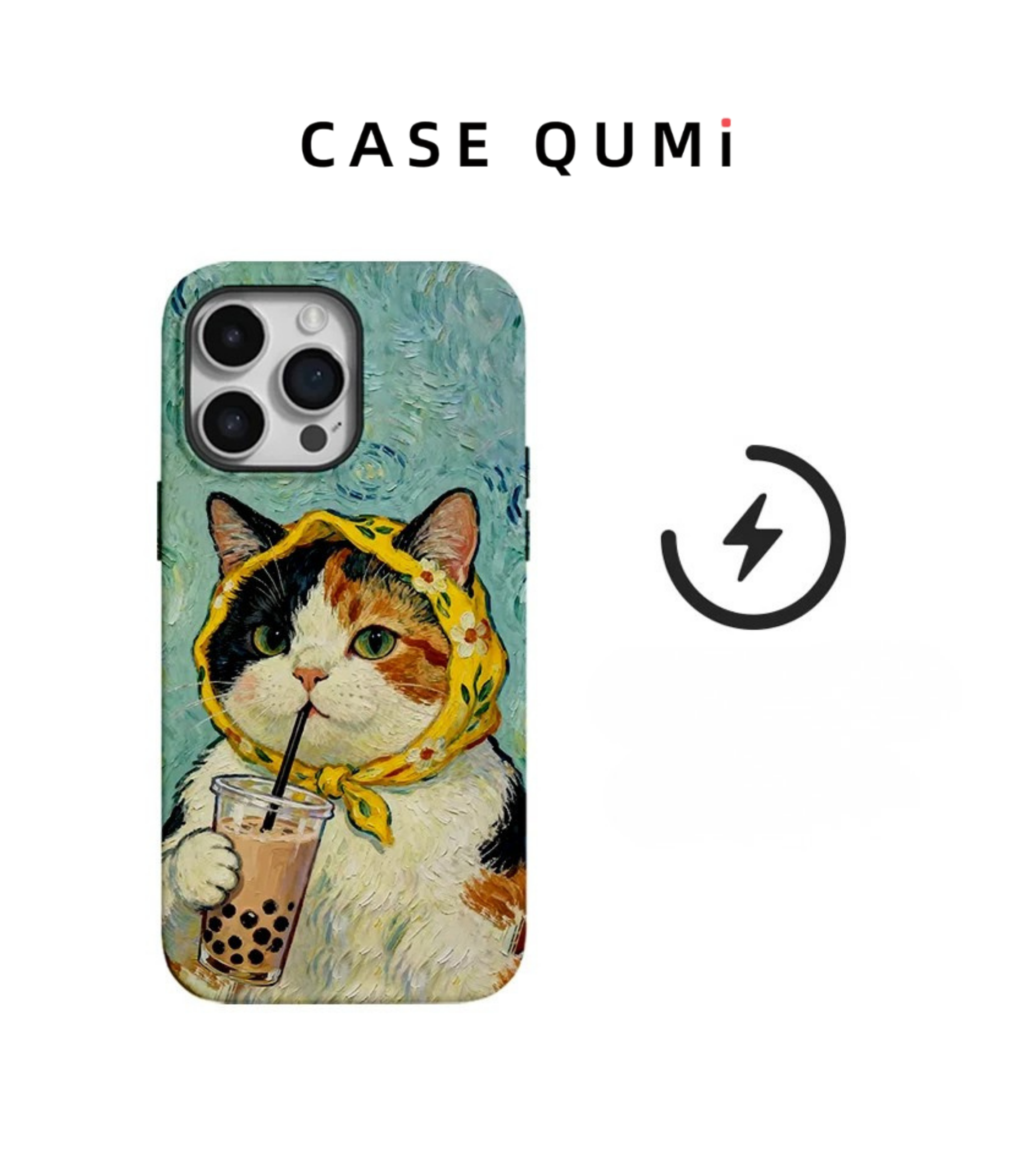 Babushka Cats: Van Gogh Style Bubble Tea MagSafe Uyumlu iPhone Kılıfı
