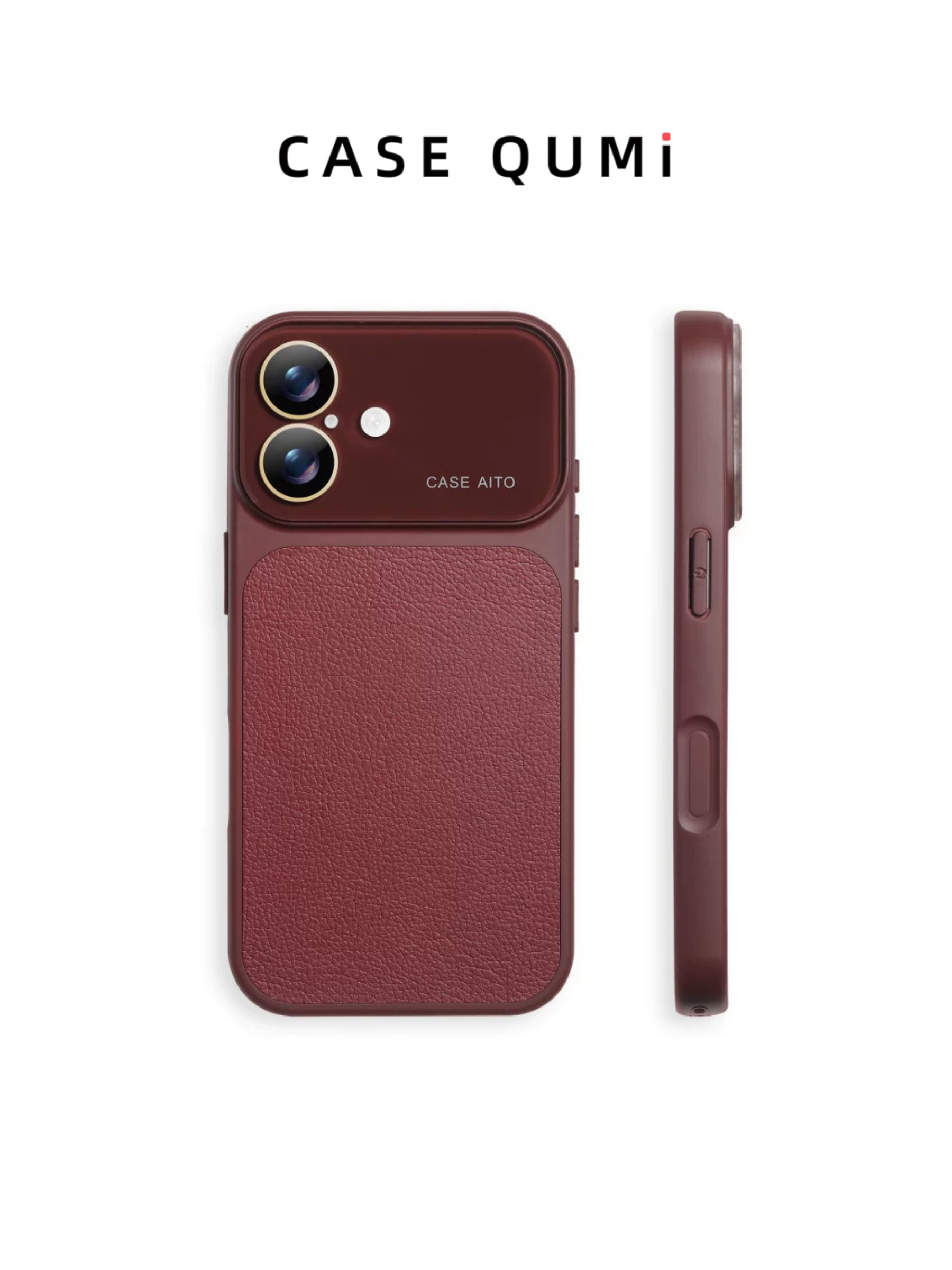 Husă iPhone cu protecție lentile și textură de piele