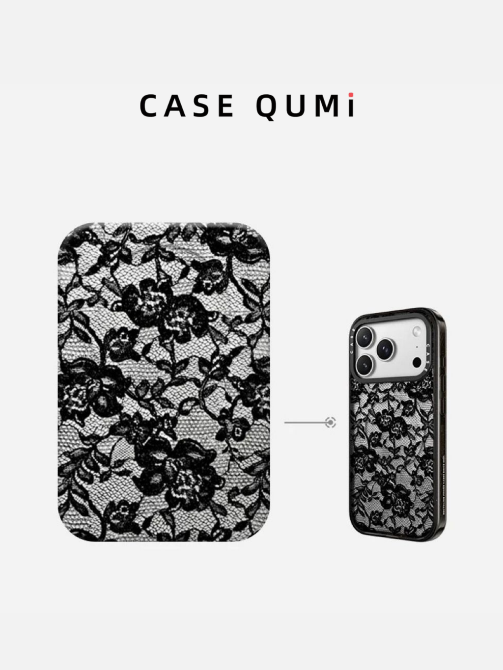 Lace Serisi Siyah Dantel Tasarım MagSafe iPhone Kılıfı