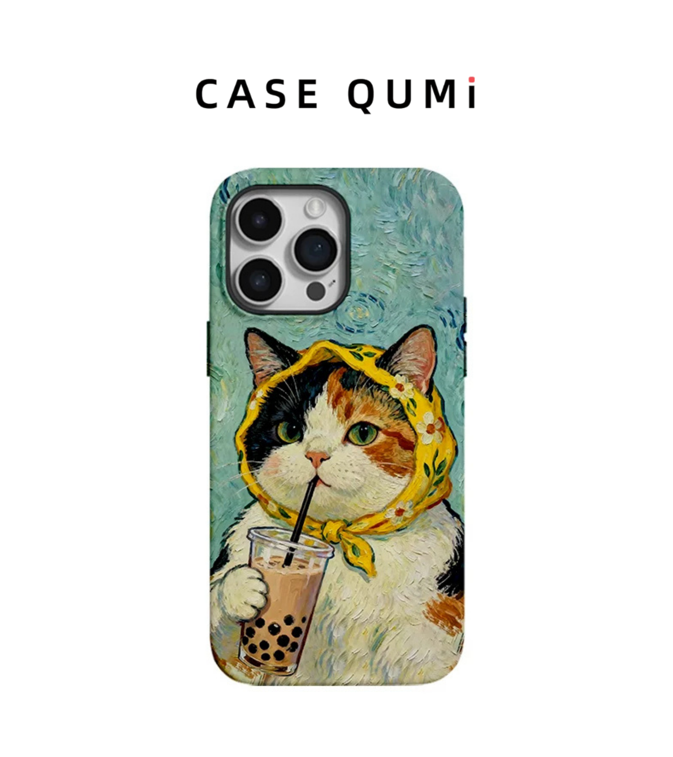 Babushka Cats: Van Gogh Style Bubble Tea MagSafe Uyumlu iPhone Kılıfı