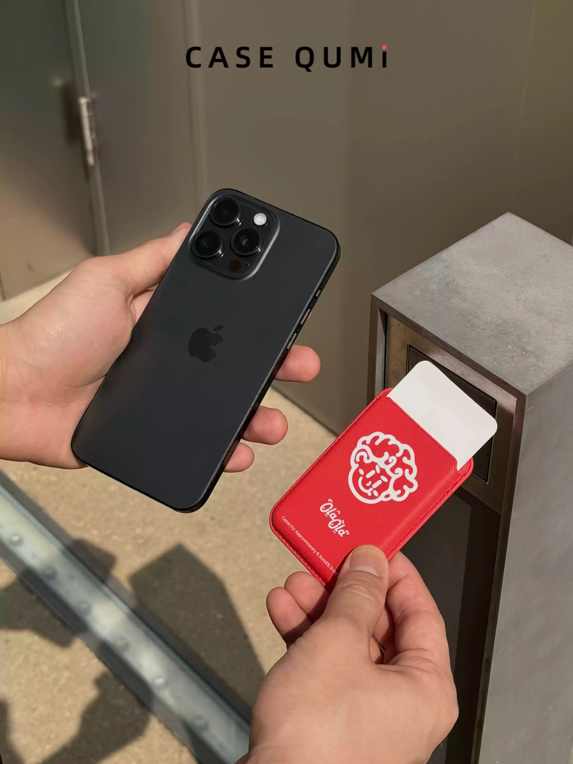 Ola ola Little Angel Kırmızı Magsafe Deri iPhone Kart Tutucu