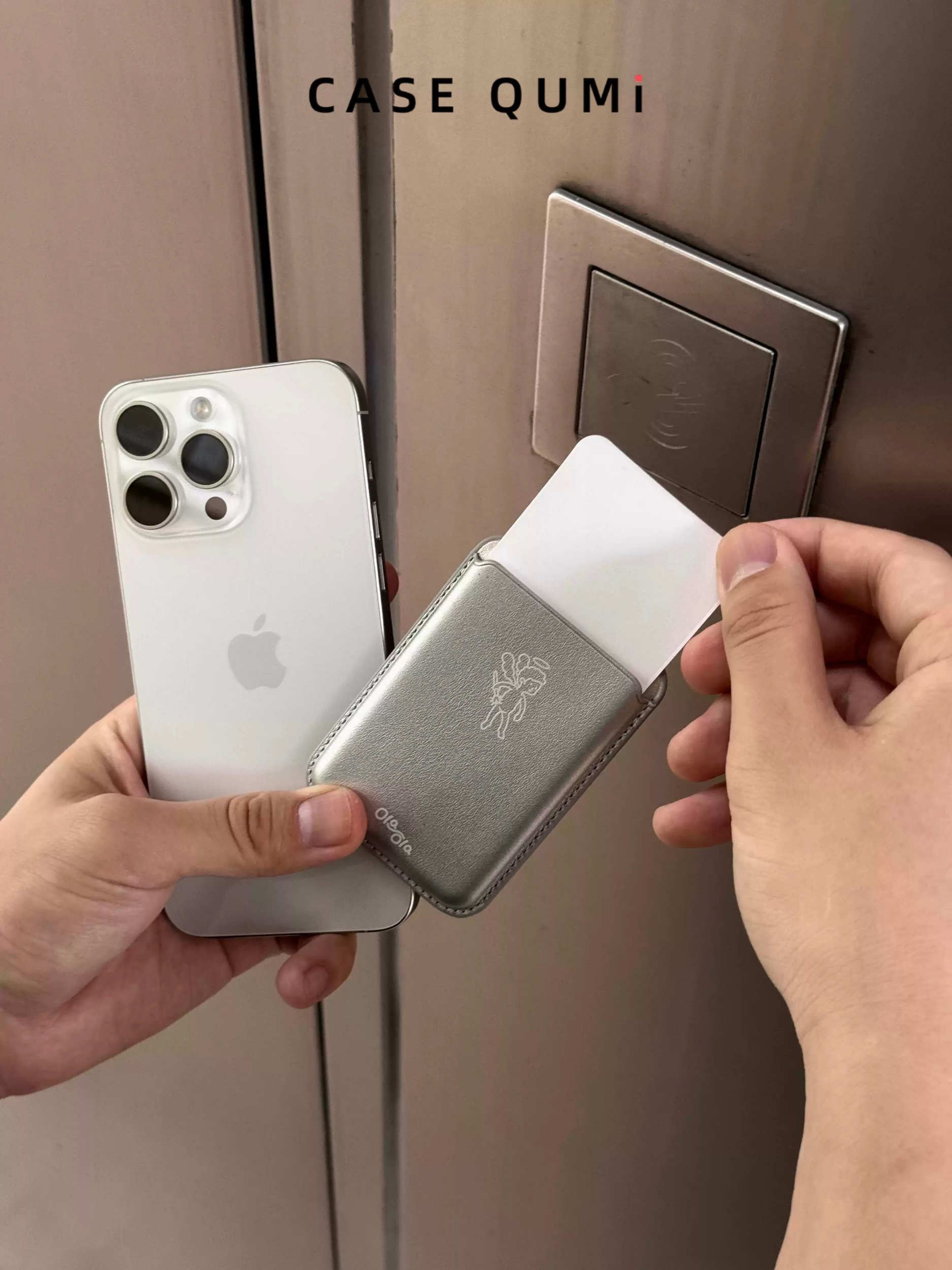 Ola ola Angel Magsafe Deri Gümüş Premium Kart Tutucu