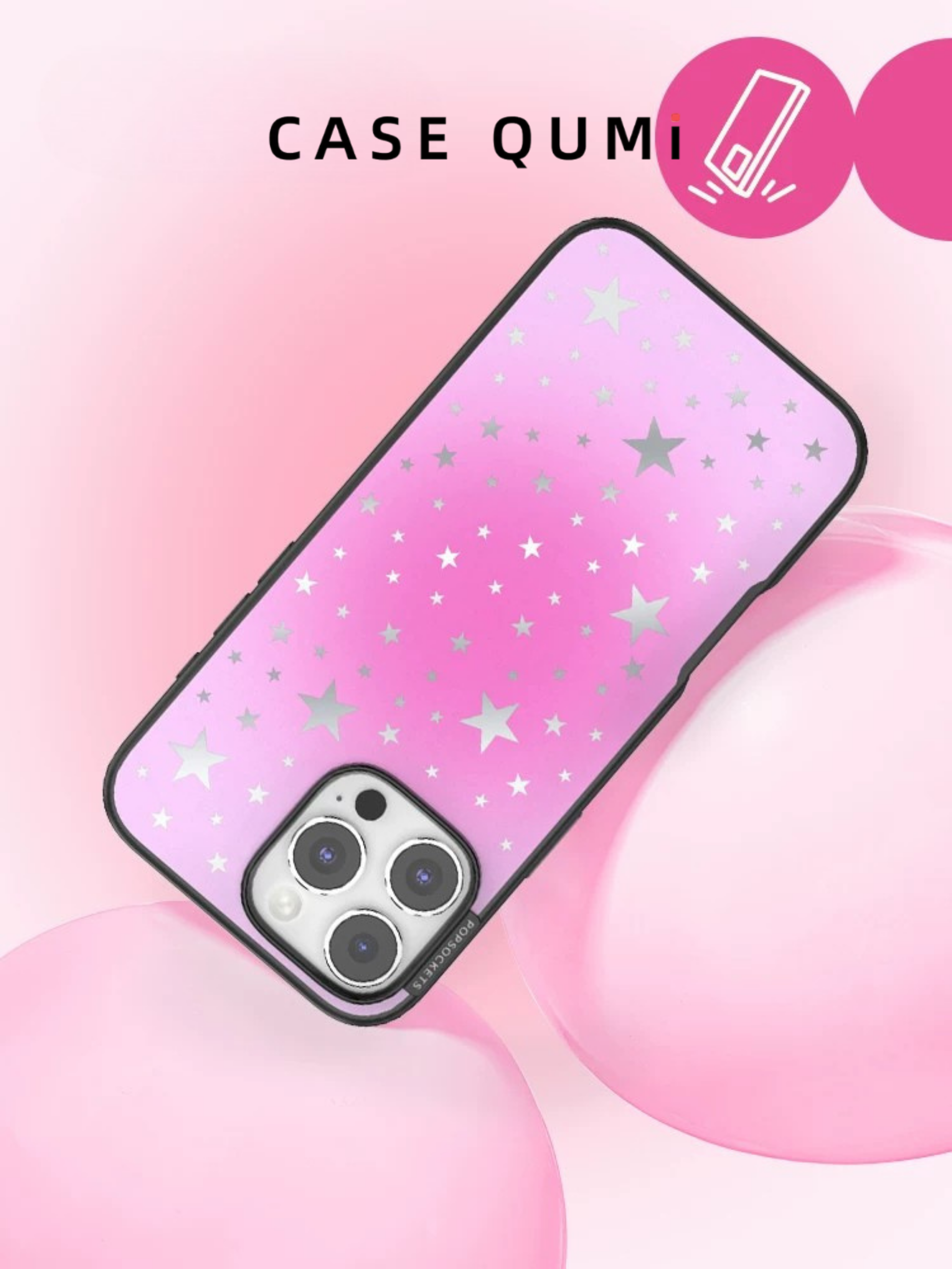 Popsocket Yıldız Desenli MagSafe Şeffaf iPhone Kılıfı