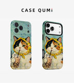 Babushka Cats: Van Gogh Style Bubble Tea MagSafe Compatible iPhone Case