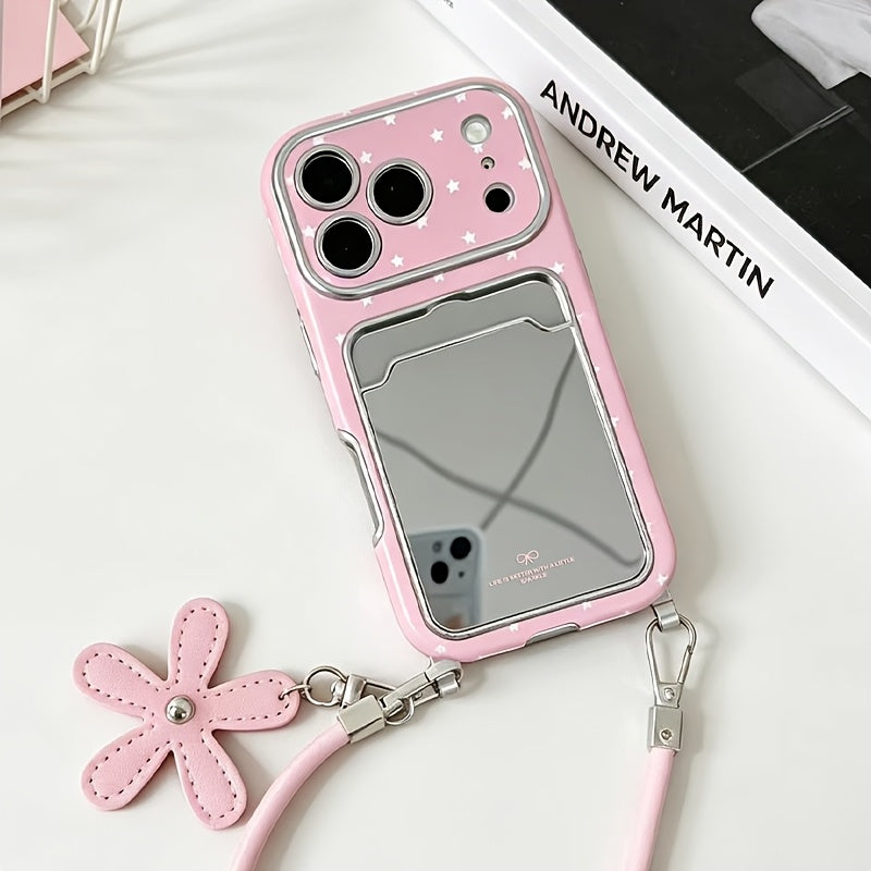 Aynalı iPhone Kılıfı, Askılı ve Yıldız Desenli | Casequmi
