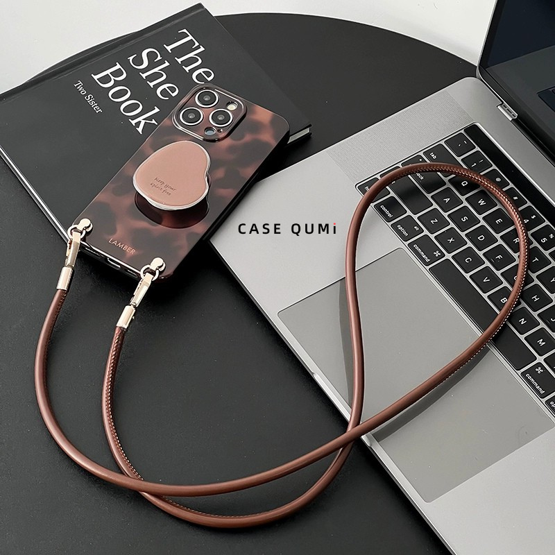 Koyu Kahverengi Kehribar Standlı İphone Kılıfı