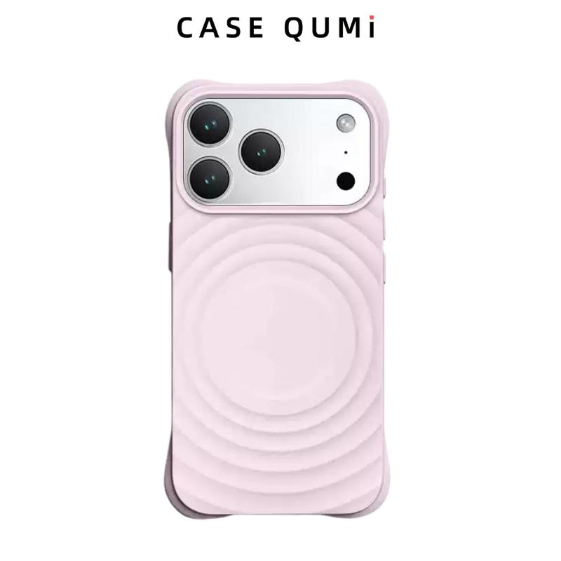 Dalgalı Tasarım Silikon Magsafe Koruyucu Kılıf - Pembe