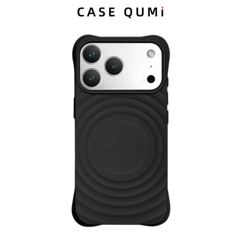 Dalgalı Tasarım Silikon Magsafe Koruyucu Kılıf - Siyah