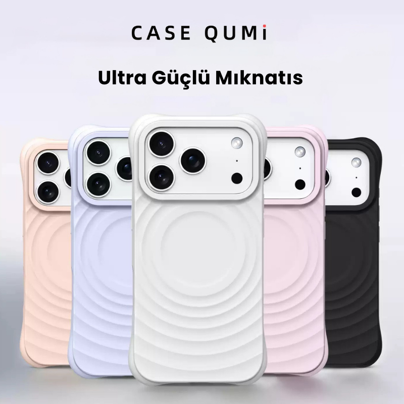 Dalgalı Tasarım Silikon Magsafe Koruyucu Kılıf - Siyah