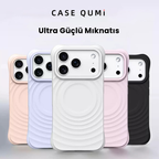 Dalgalı Tasarım Silikon Magsafe Koruyucu Kılıf - Beyaz