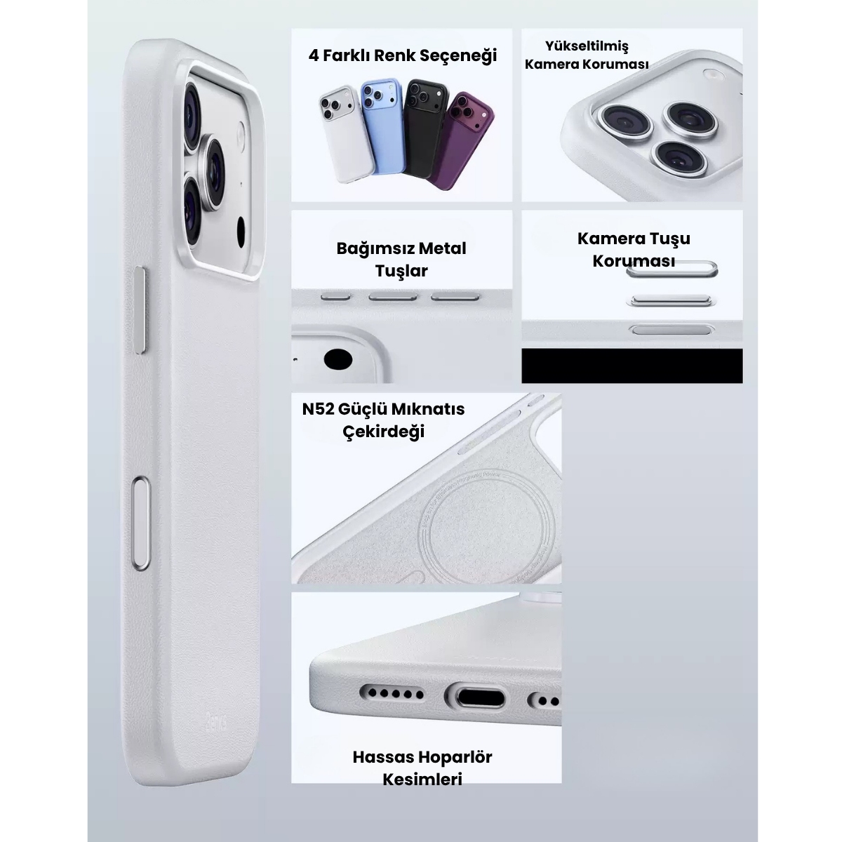 Benks Elegant Q2 Mor Magsafe Deri iPhone Kılıfı