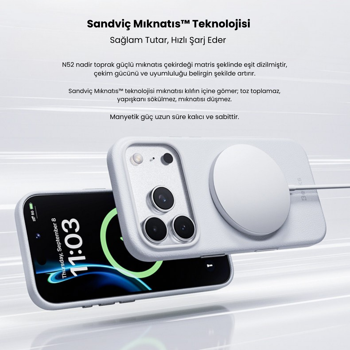 Benks Elegant Q2 Mor Magsafe Deri iPhone Kılıfı