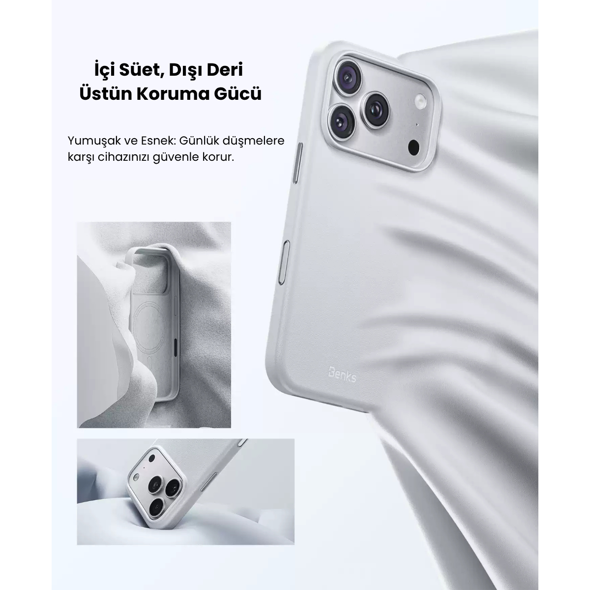 Benks Elegant Q2 Mor Magsafe Deri iPhone Kılıfı