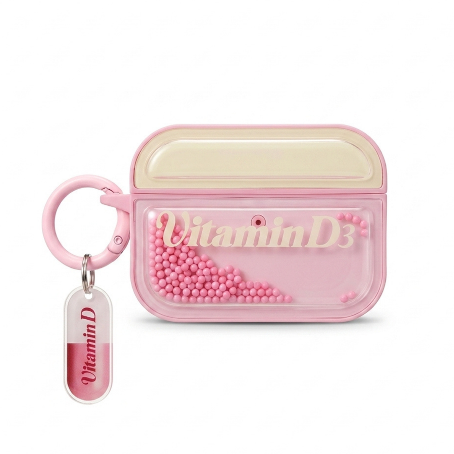 Vitamin D3 Pembe AirPods Kılıfı
