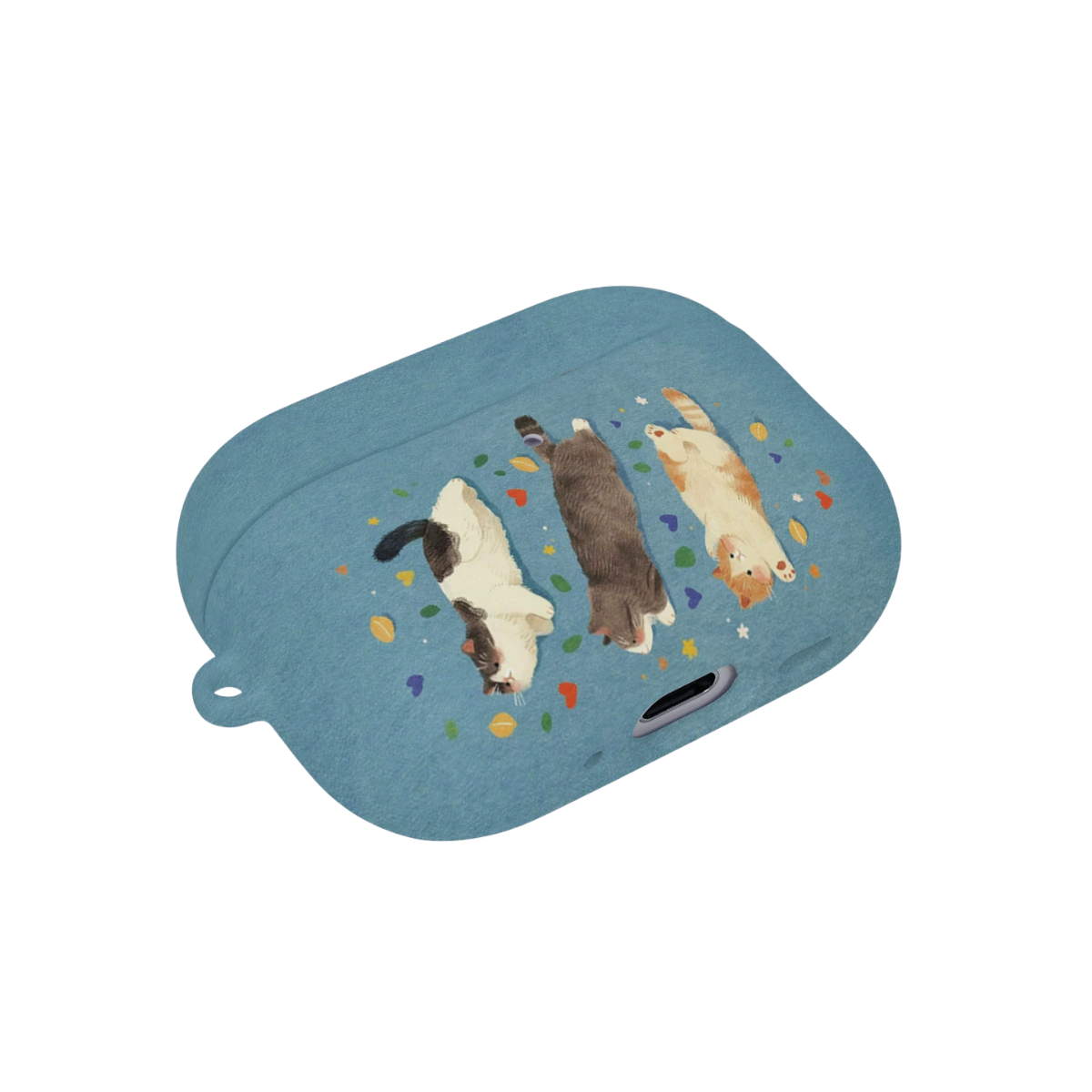 Keshami Mavi Mat Kedi Desenli AirPods Kılıfı
