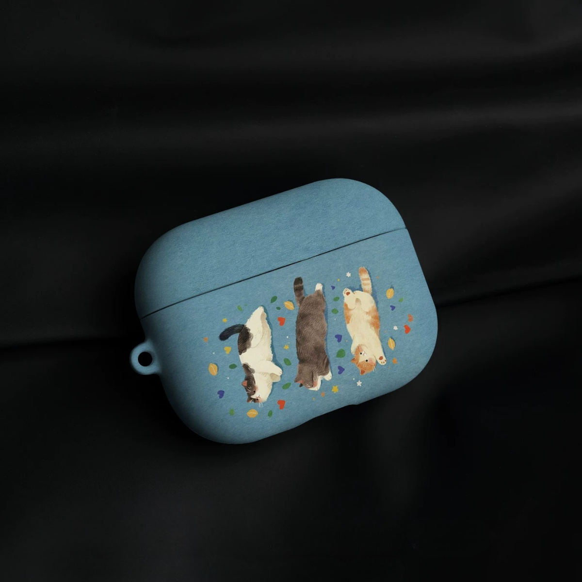 Keshami Mavi Mat Kedi Desenli AirPods Kılıfı