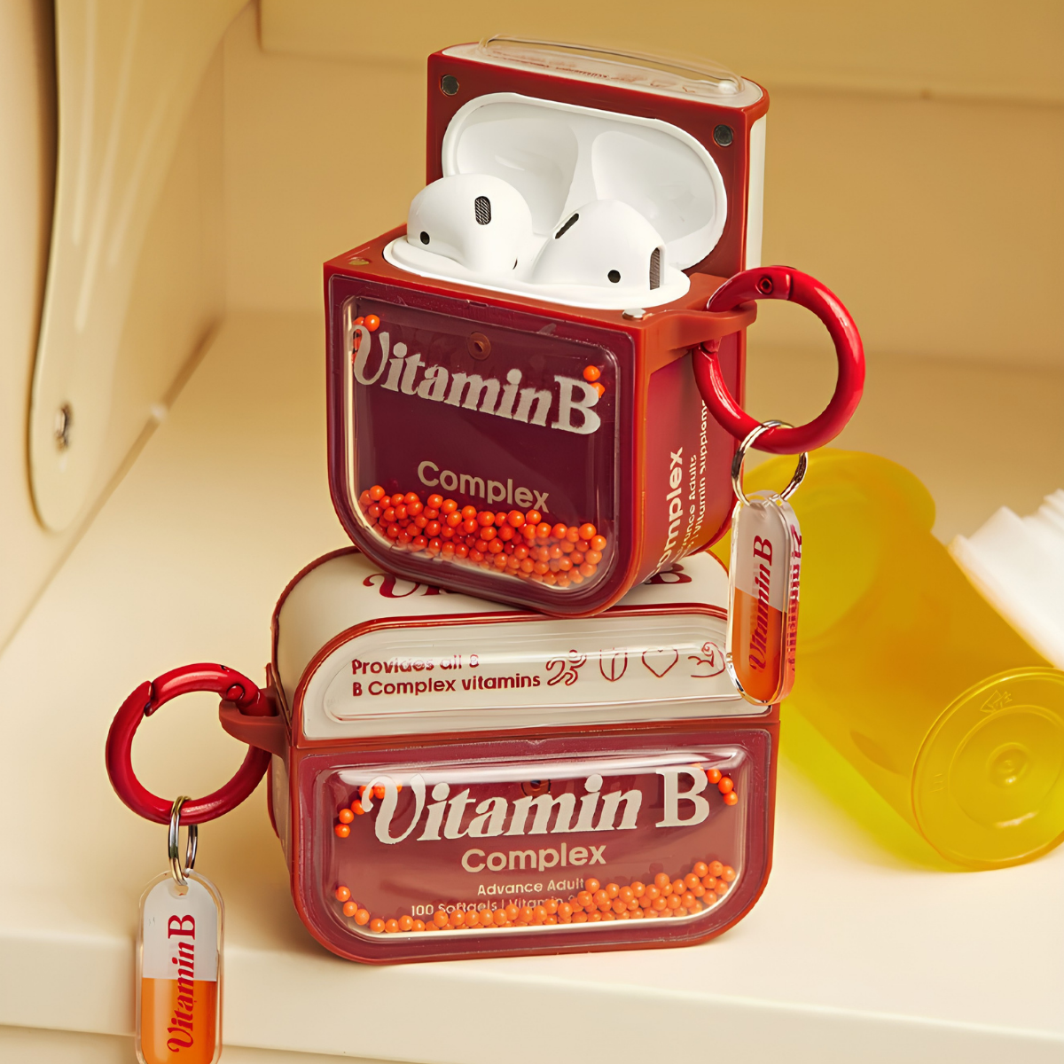 Vitamin B Complex Kırmızı AirPods Kılıfı