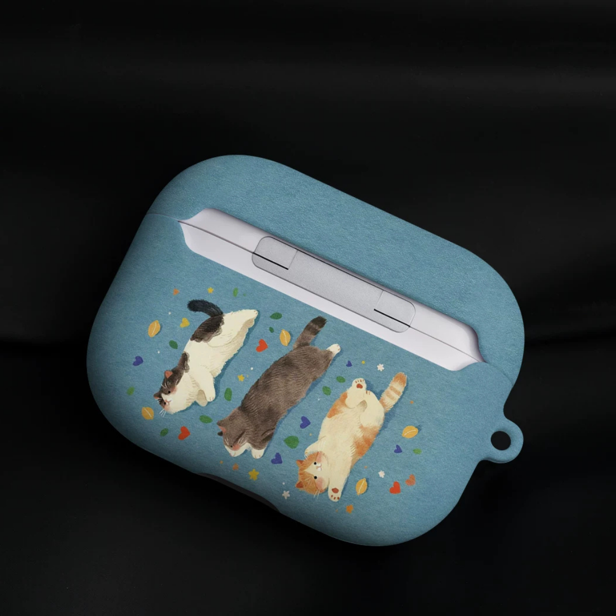 Keshami Mavi Mat Kedi Desenli AirPods Kılıfı