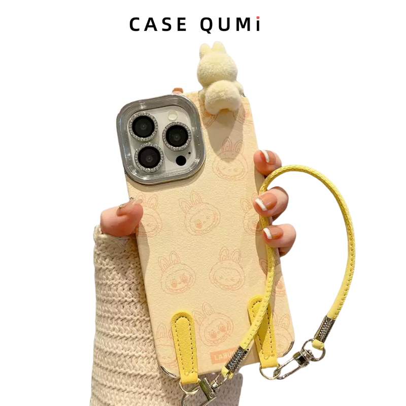 Sevimli Peluş Figür Askılı iPhone Kılıfı