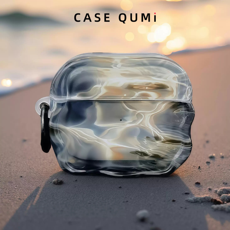 Yarı Saydam Dalgalı Kablosuz Şarj Uyumlu  AirPods Kılıfı