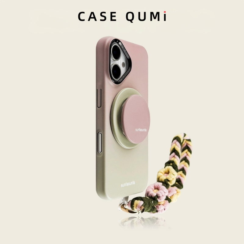 Degrade Pembe-Yeşil Manyetik Stand İphone Kılıfı