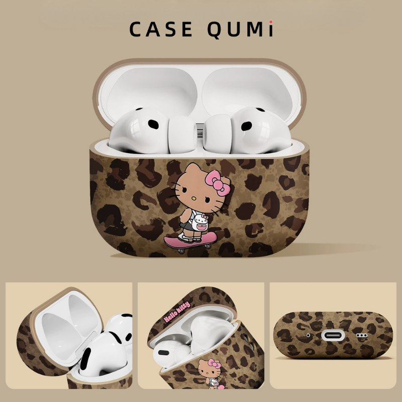 Leopar Desenli Sevimli Karakter Baskılı AirPods Kılıfı