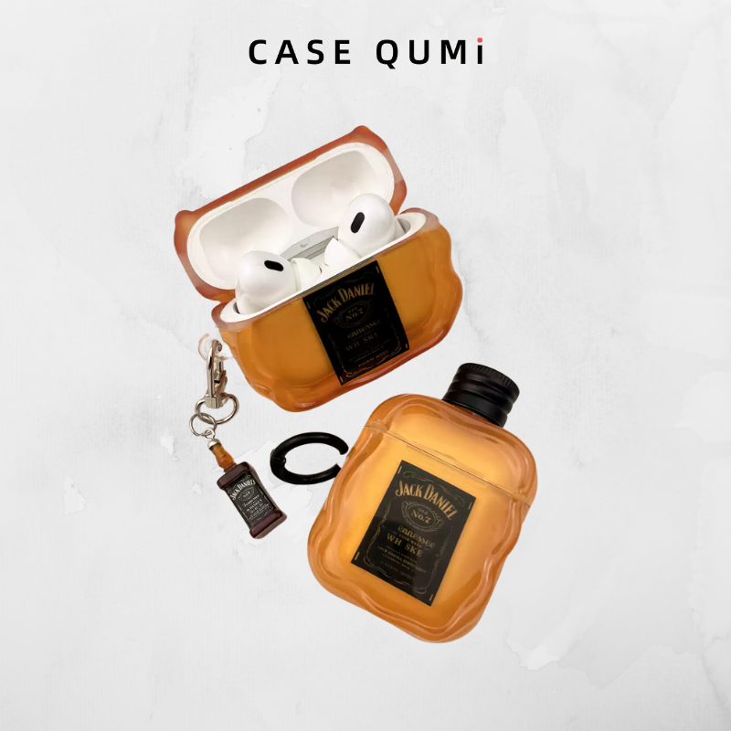 3D Şişe Tasarımlı Şeffaf AirPods Kılıfı