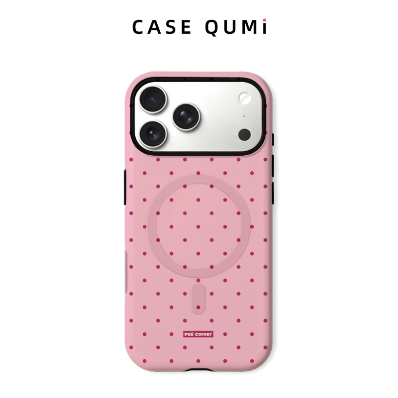 Polka Dot Puantiyeli Orijinal Tasarım İphone Kılıfı- Açık Pembe