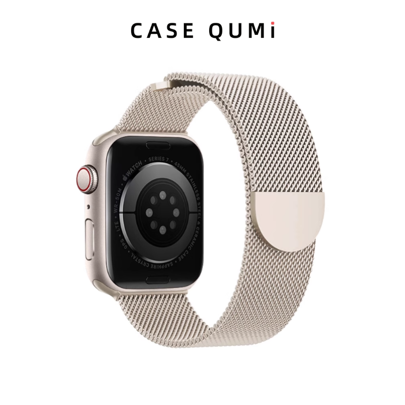 Apple Watch Metal Manyetik Kordon - Çift Katlı Stil Oval Toka (Yıldız Işığı)