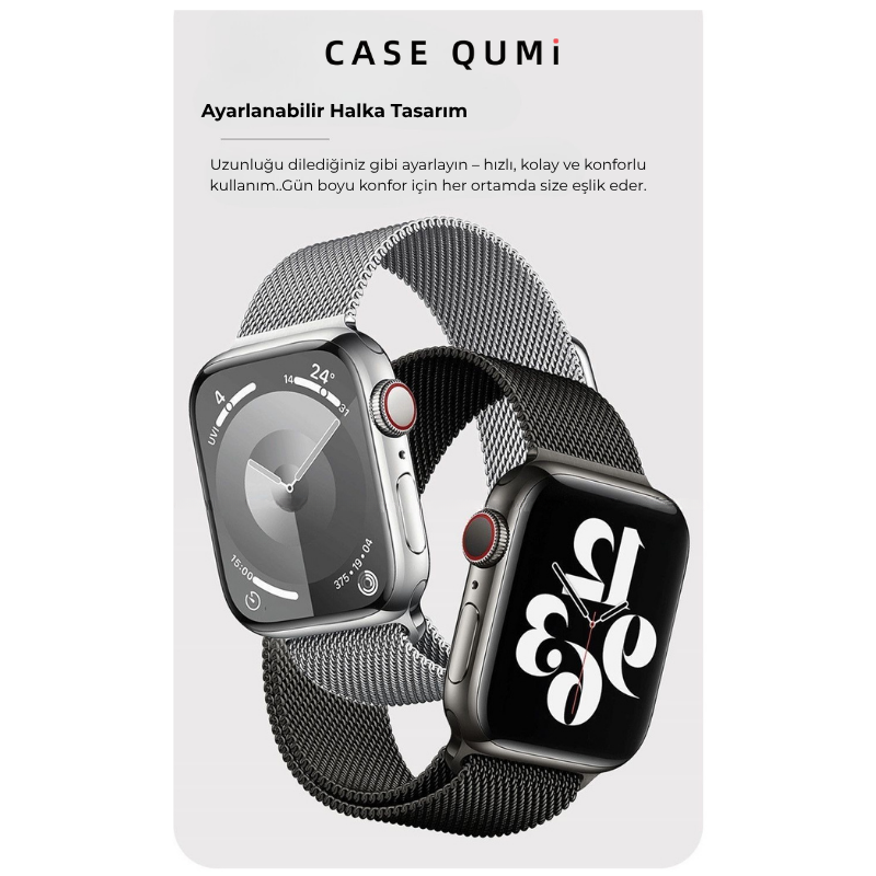 Apple Watch Metal Manyetik Kordon -Milano Loop Gümüş