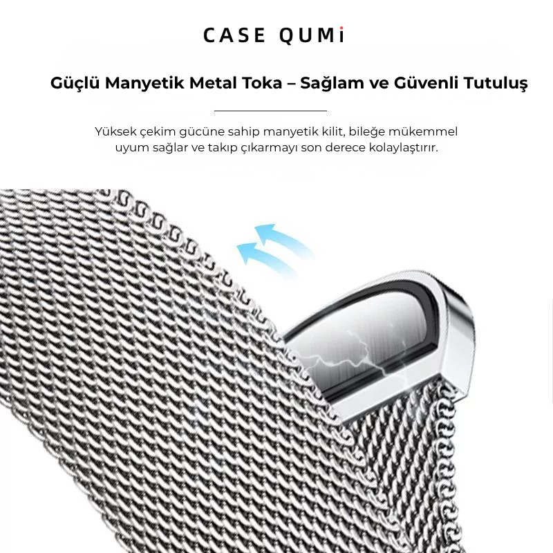 Apple Watch Metal Manyetik Kordon -Milano Loop Gümüş
