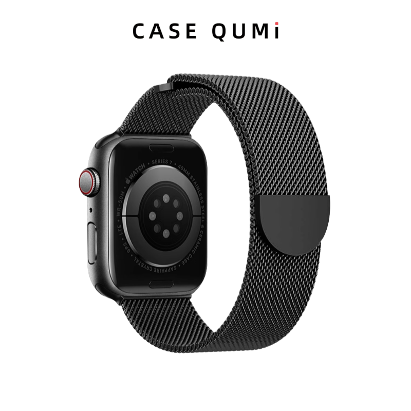 Apple Watch Metal Manyetik Kordon -Çift Katlı Stil Oval Toka (Uzay Gri)