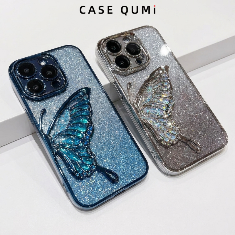 Slikon Kelebek Desenli Telefon Kılıfı